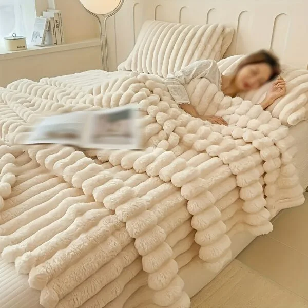 🛋️ Prabangus dvigubas sofos užklotas: Ultra minkštas plišinis fliselinis audinys su elastinėmis juostelėmis | Ryški rožinė/dramblio kaulo spalva - Image 15