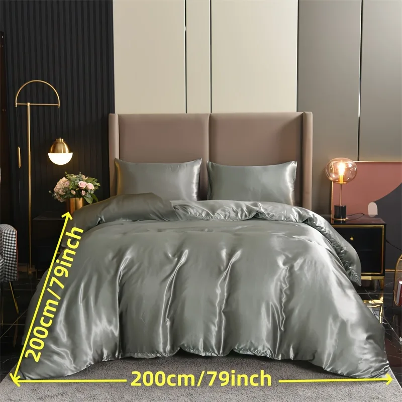 Prabangus 3 dalių Satino Patalynės Komplektas: Minkštas ir Patogus Užvalkalas Antklodei ir 2 Pagalvių Užvalkalai - Image 28